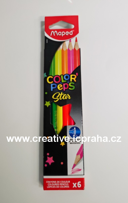 Pastelky Maped/Star Fluo trojhr. 6barev